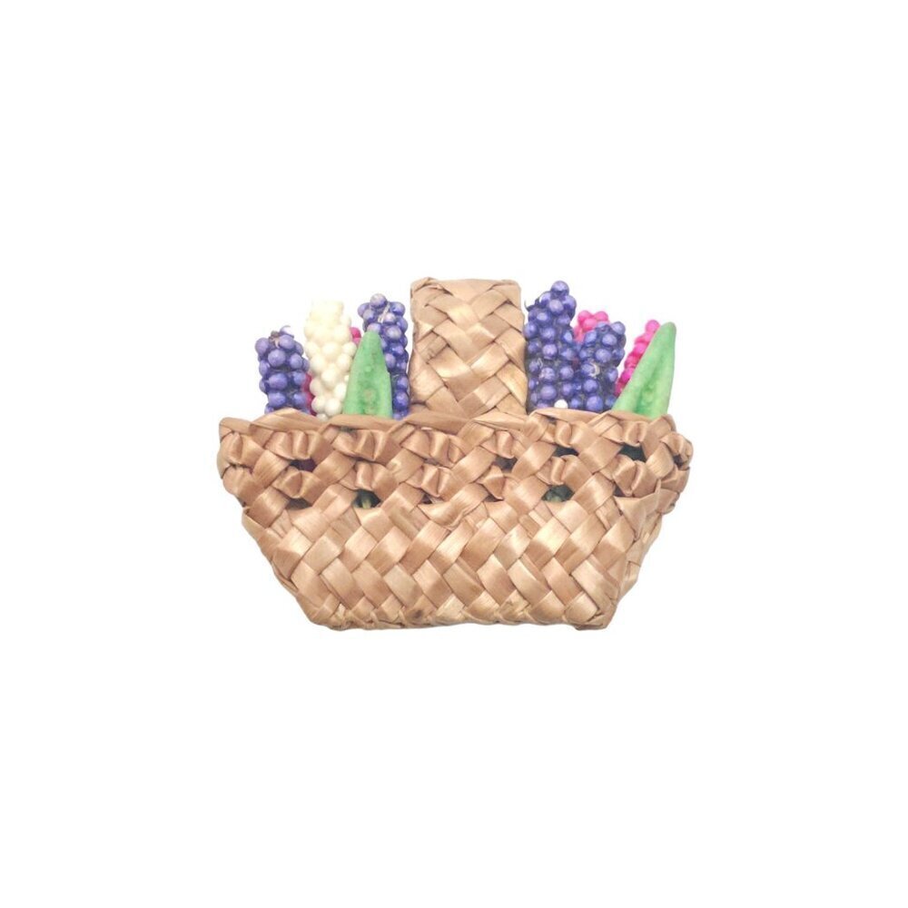 Multicolor Floral Flower Wicker Basket Brooch Pin Vintage